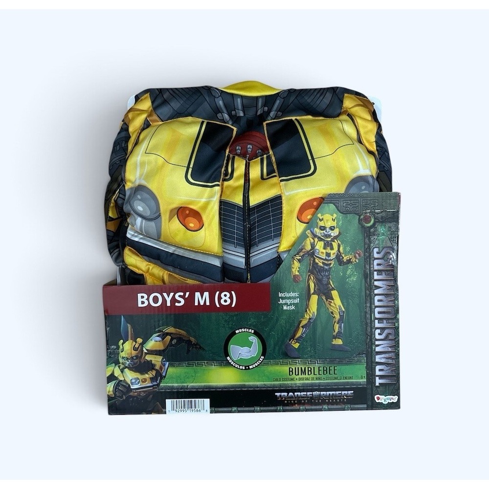 Disguise Transformers Bumblebee Muscle Costume Boys Size M 8 Jumpsuit & Mask NWT